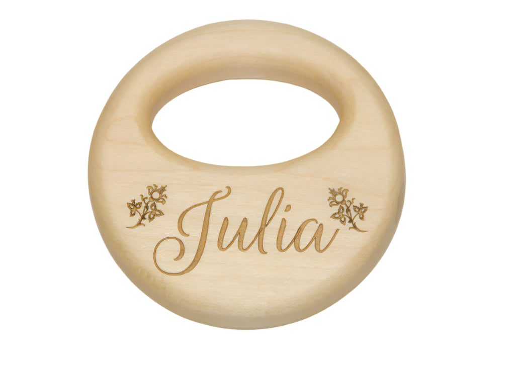 All-Natural Handmade Personalized Wooden Baby Rattle pic1