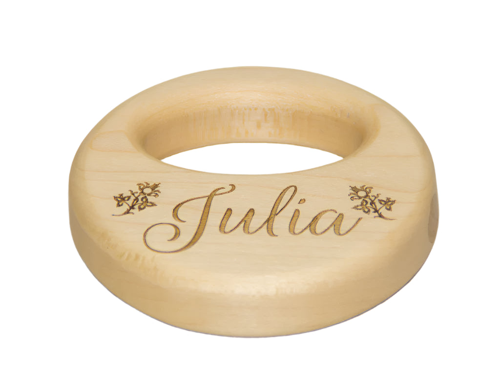All-Natural Handmade Personalized Wooden Baby Rattle pic2