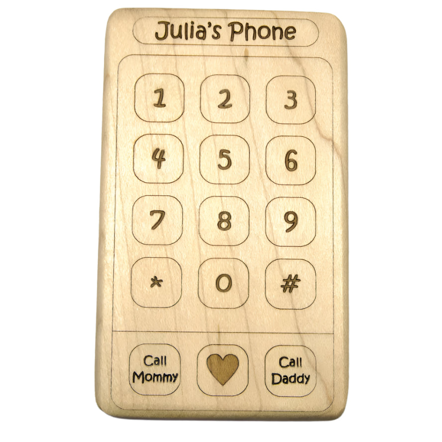 All Natural Wooden Teether - Cell Phone - Handmade Wooden Baby Toy