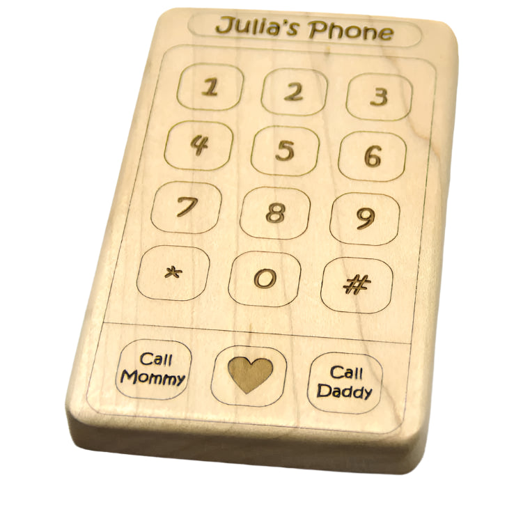 All Natural Wooden Teether - Cell Phone - Handmade Wooden Baby Toy Teether pic1