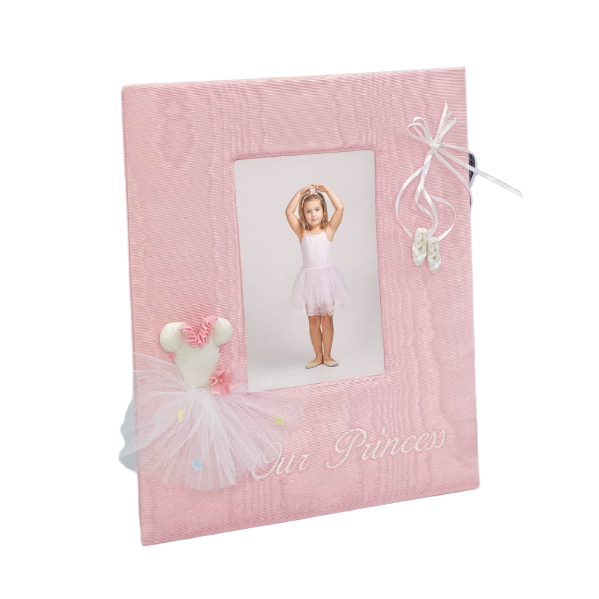 Baby Photo Frame Handmade in Moiré with Ballerina Tutu - Personalized