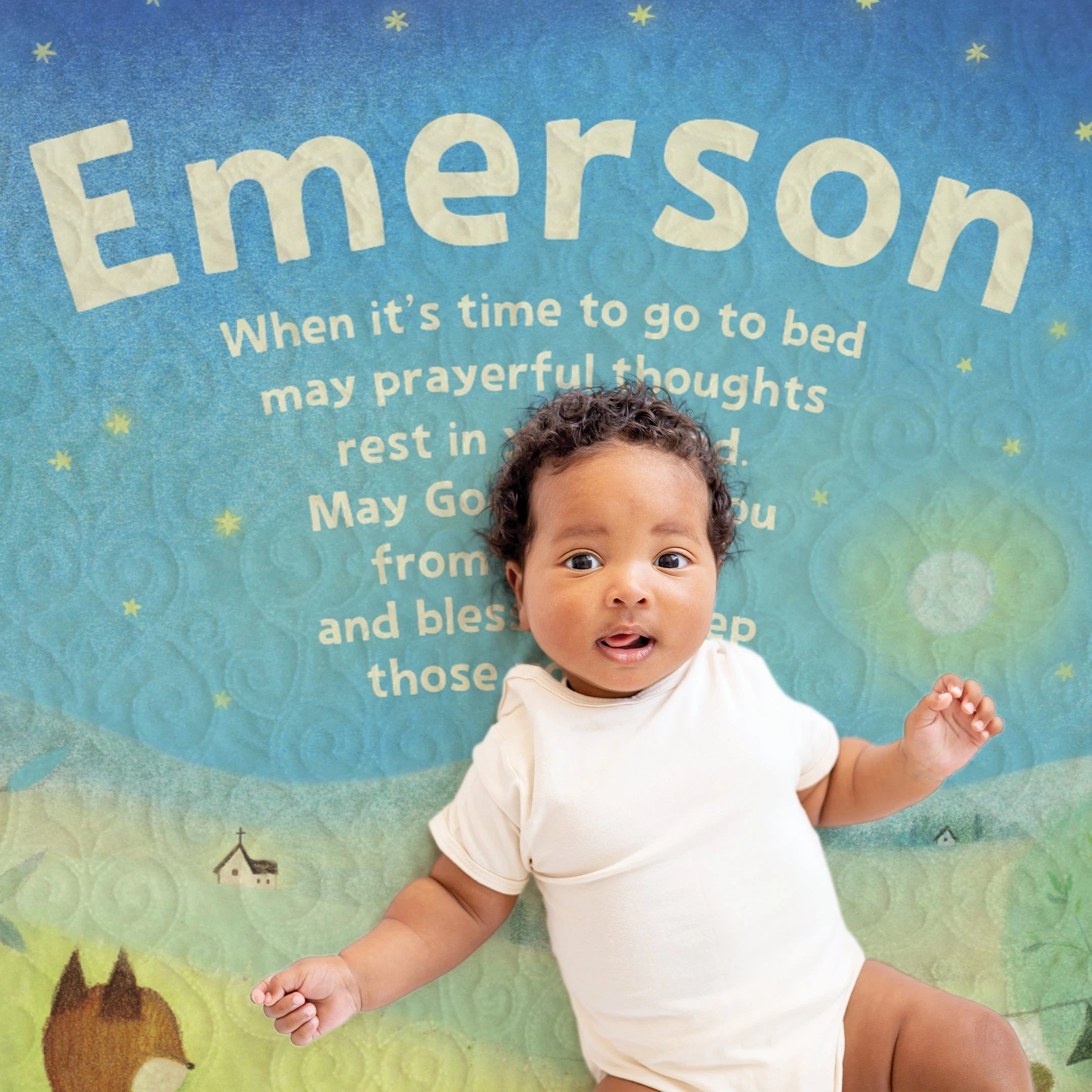 Blessing Welcome Personalized Baby Blanket – Quilted pic2