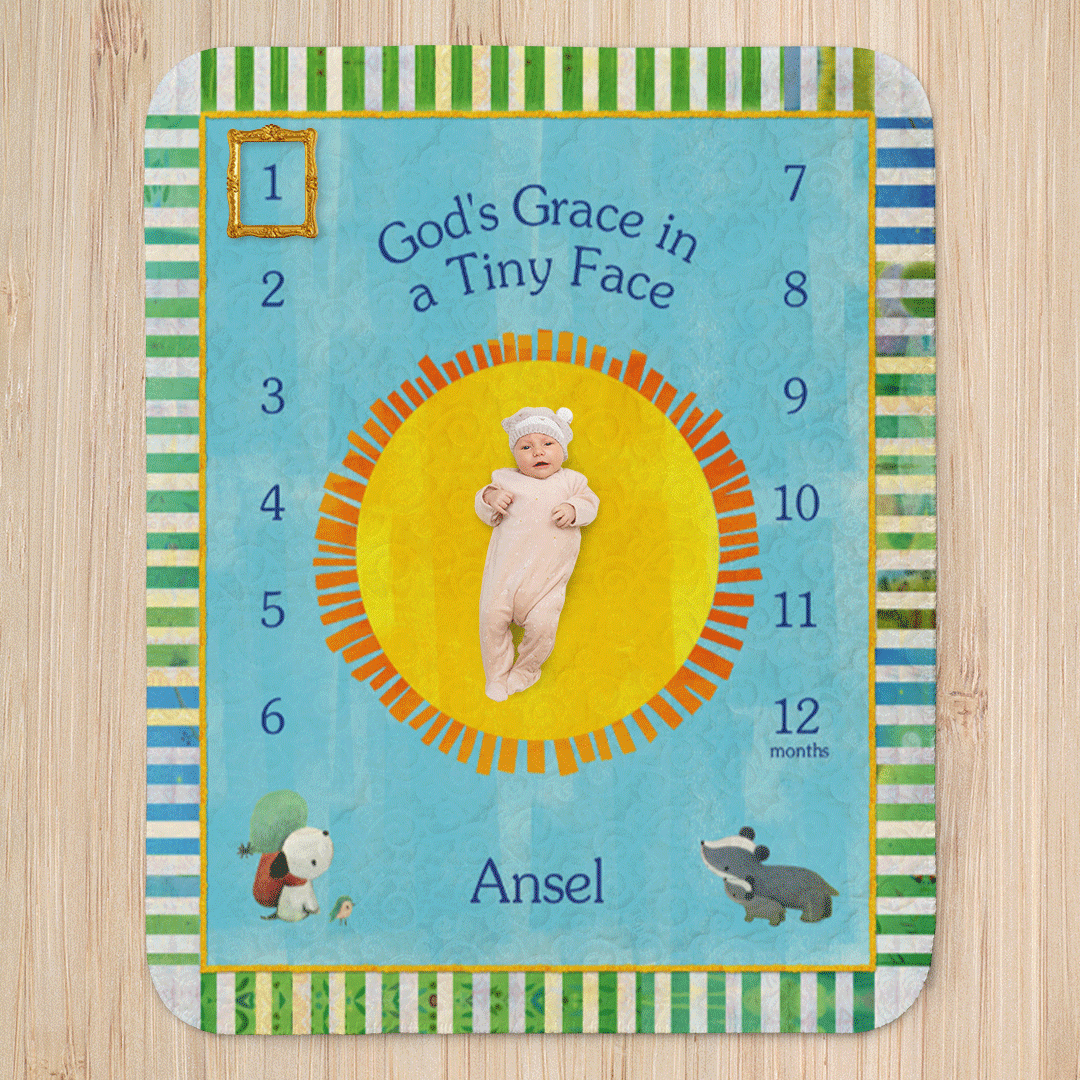 Blessings Personalized Baby Milestone Blanket – Quilted