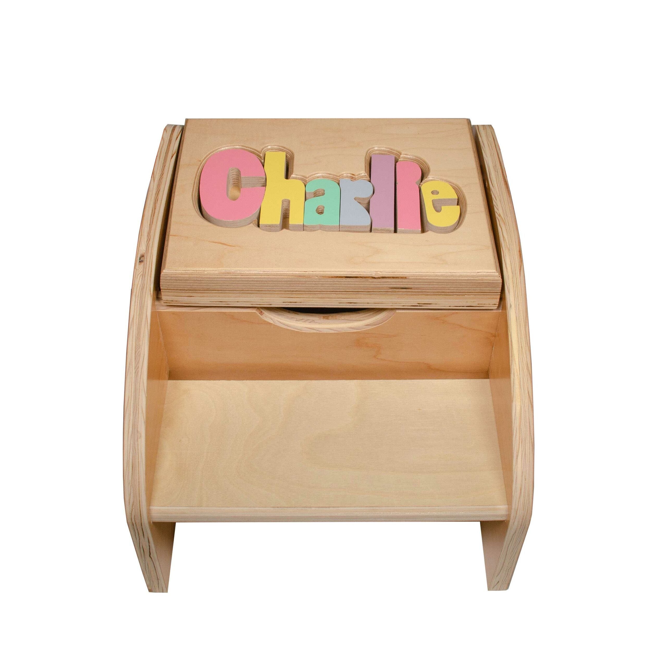 Children's Two Step Maple Puzzle Name Stool