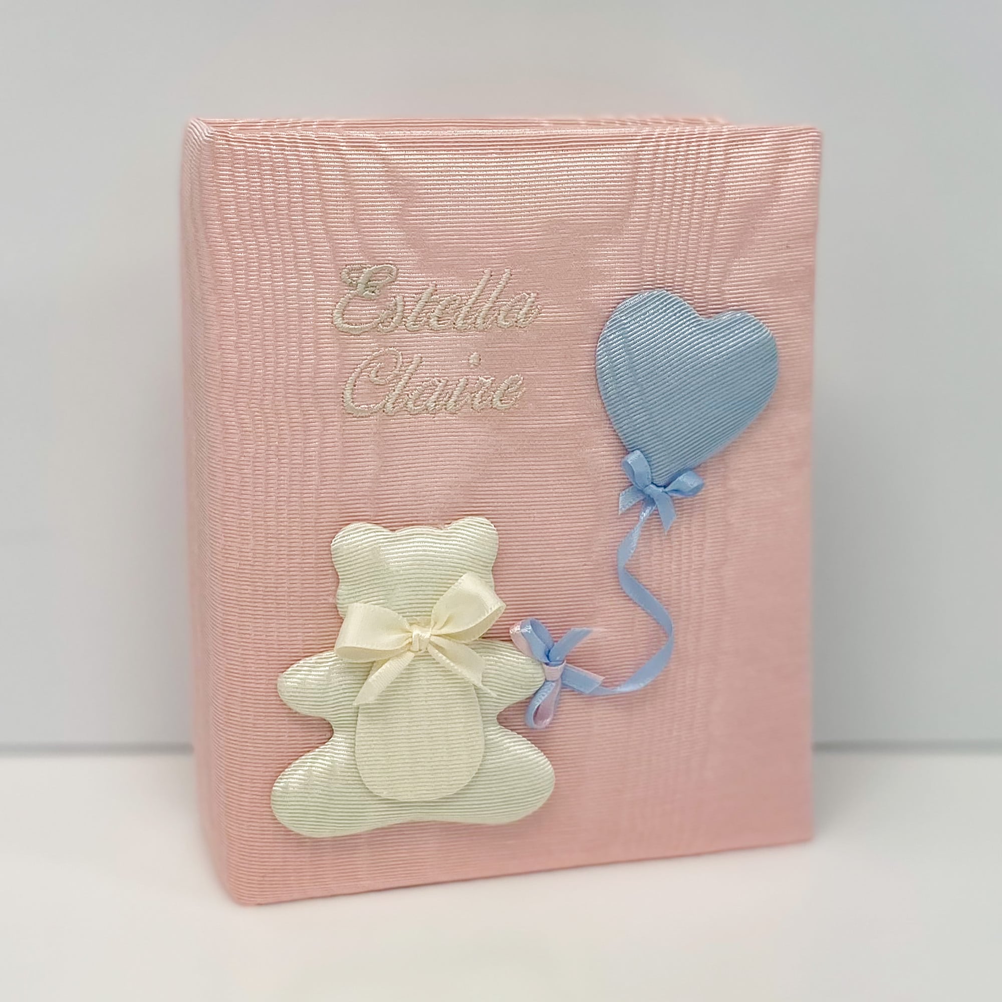Custom Made Baby Hardbound Photo Album in Moiré with Bear & Balloons - Small Pic5