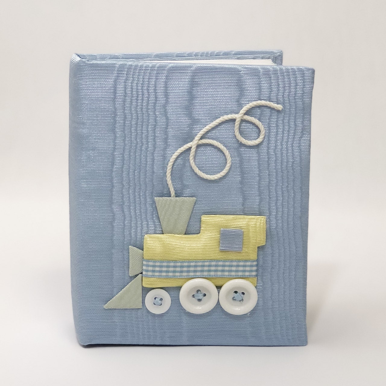 Custom Made Baby Hardbound Photo Album in Moiré with Choo Choo Train - Small Pic2