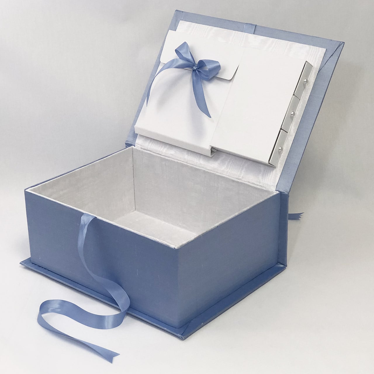 Custom Made Baby Memory/Keepsake Box in Moiré with Choo Choo Train - Medium Pic7