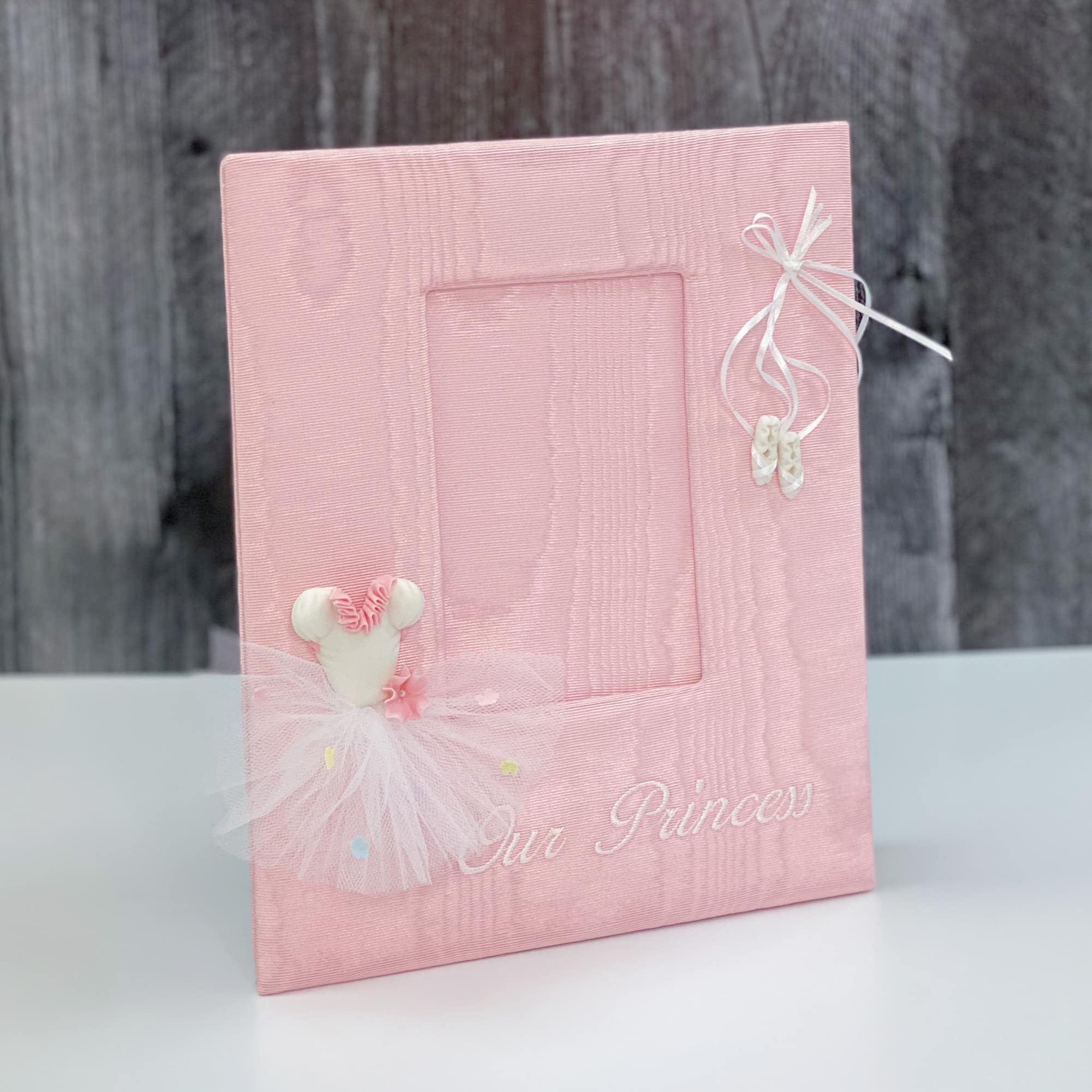 Custom Made Baby Photo Frame in Moiré with Ballerina Tutu Pic2