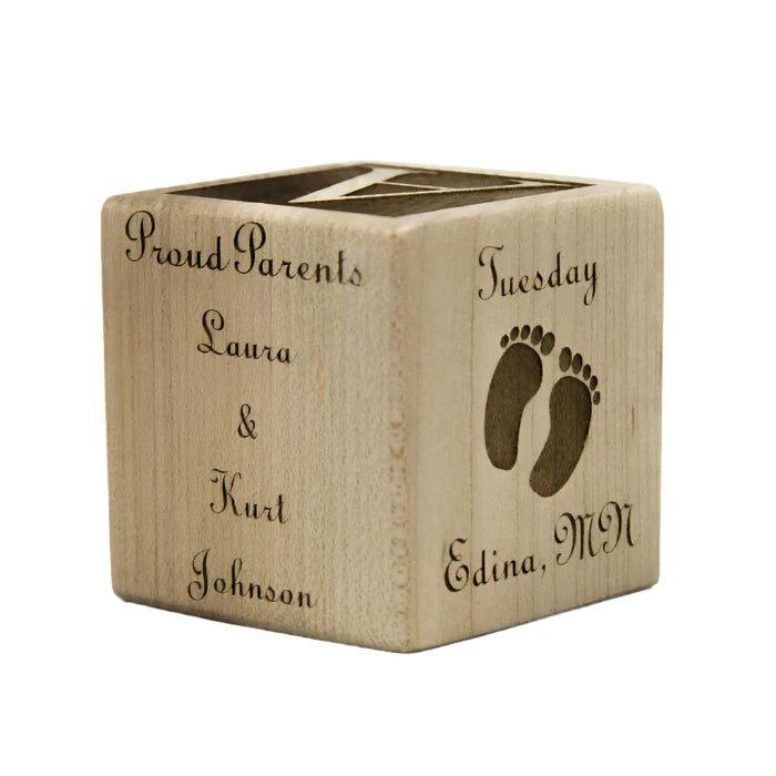 Custom Solid Maple Wooden 2” Baby Details Block - Handmade - Personalized - Made to Order