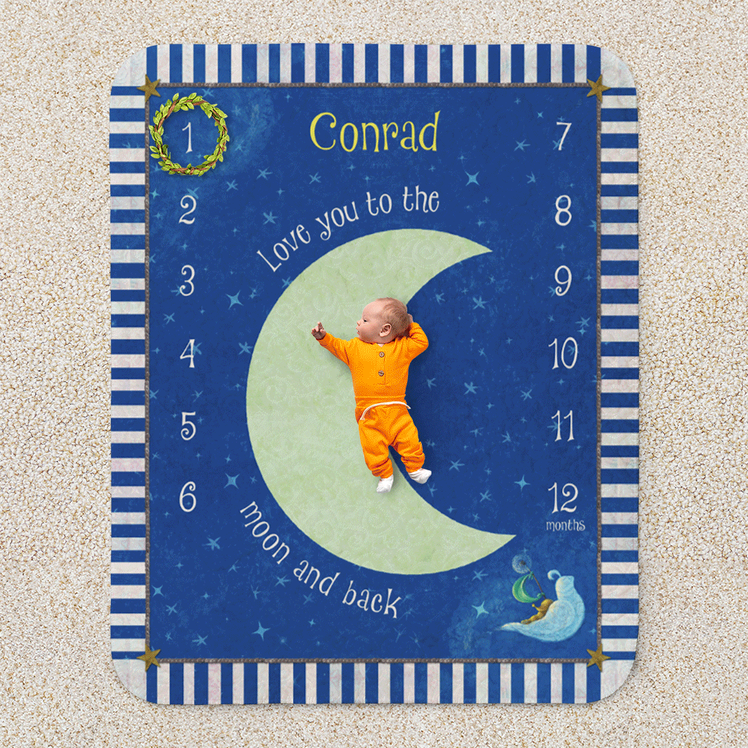 Goodnight Little Me Personalized Baby Milestone Blanket – Quilted