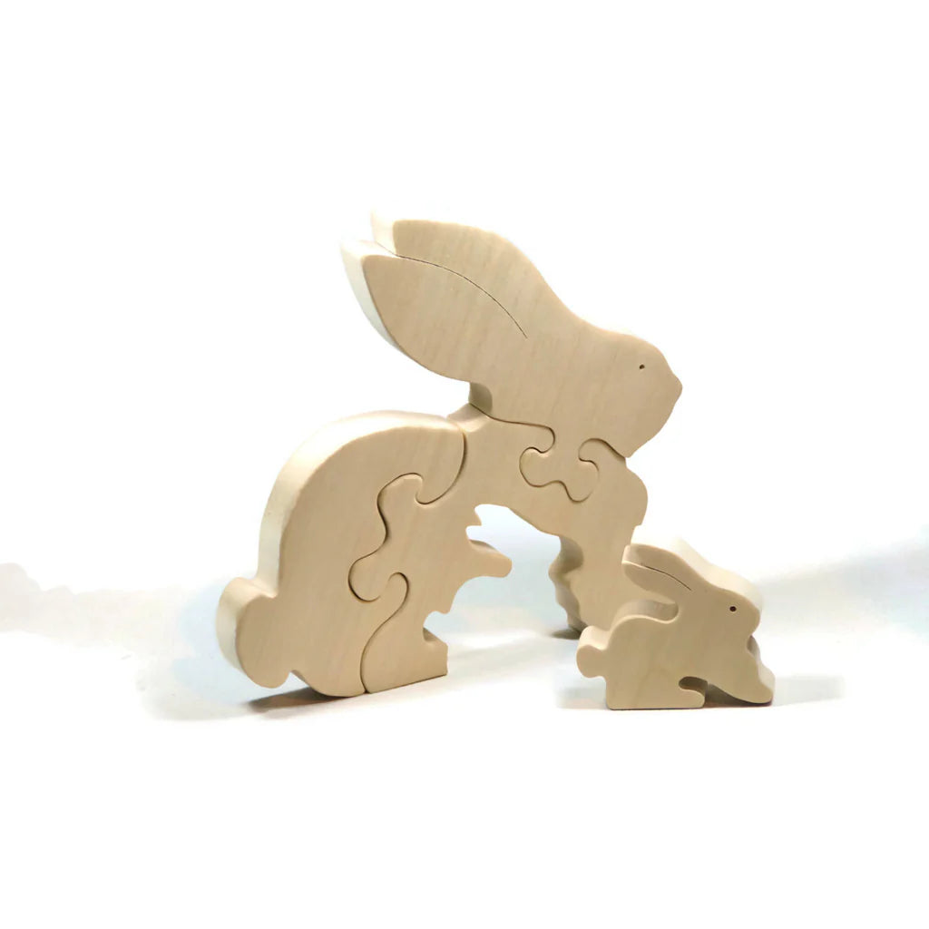 Handmade Wooden Animal Puzzle - Bunny Rabbit - Personalized - Montessori Toy - Pic 2