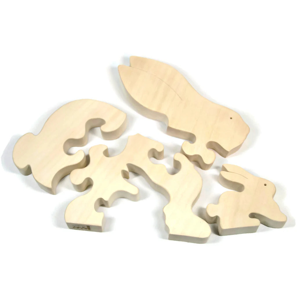 Handmade Wooden Animal Puzzle - Bunny Rabbit - Personalized - Montessori Toy - Pic 3