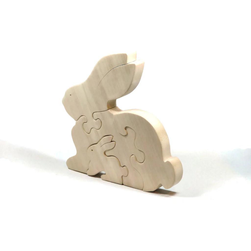 Handmade Wooden Animal Puzzle - Bunny Rabbit - Personalized - Montessori Toy - Pic 4