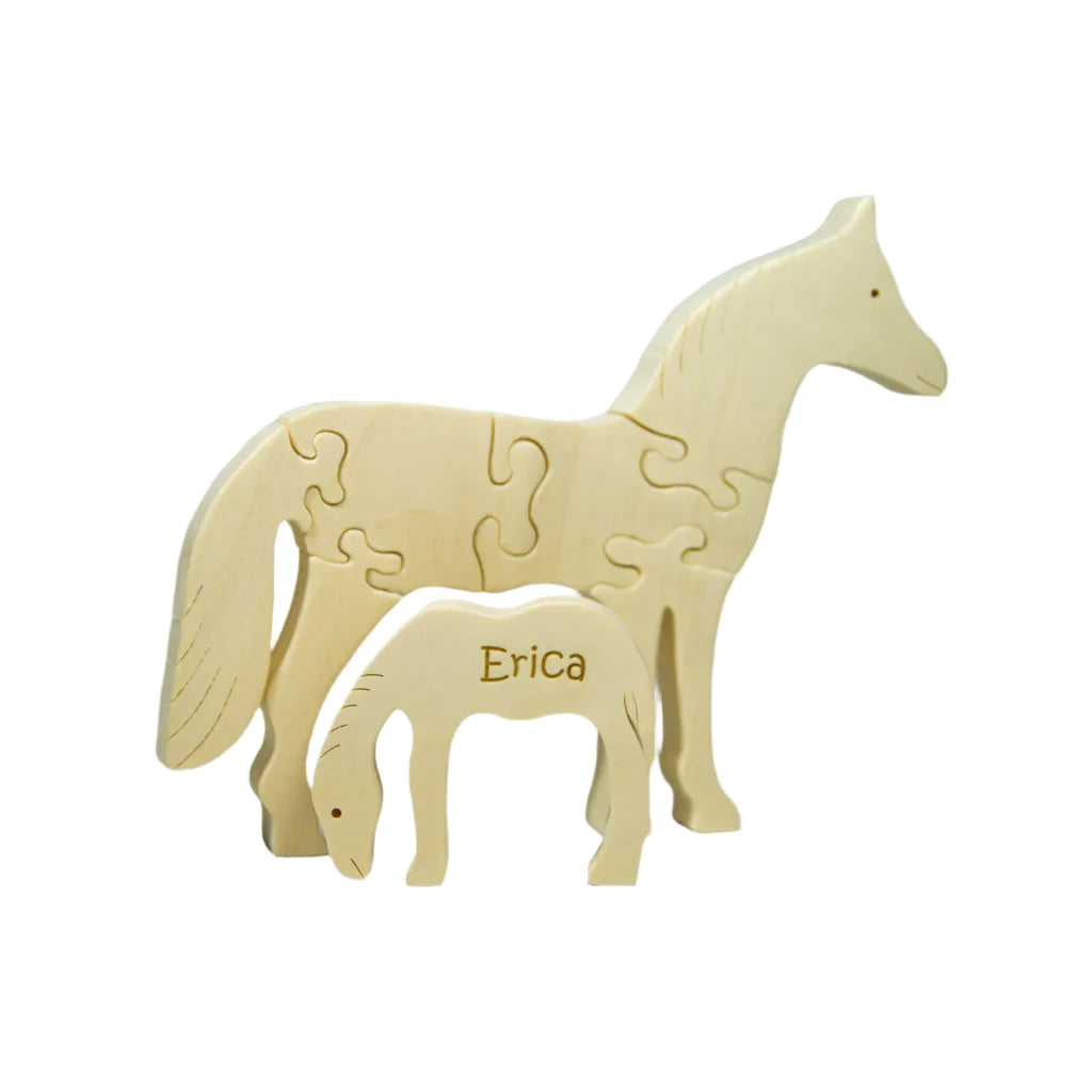 Handmade Wooden Animal Puzzle - Horse - Personalized - Montessori Toy