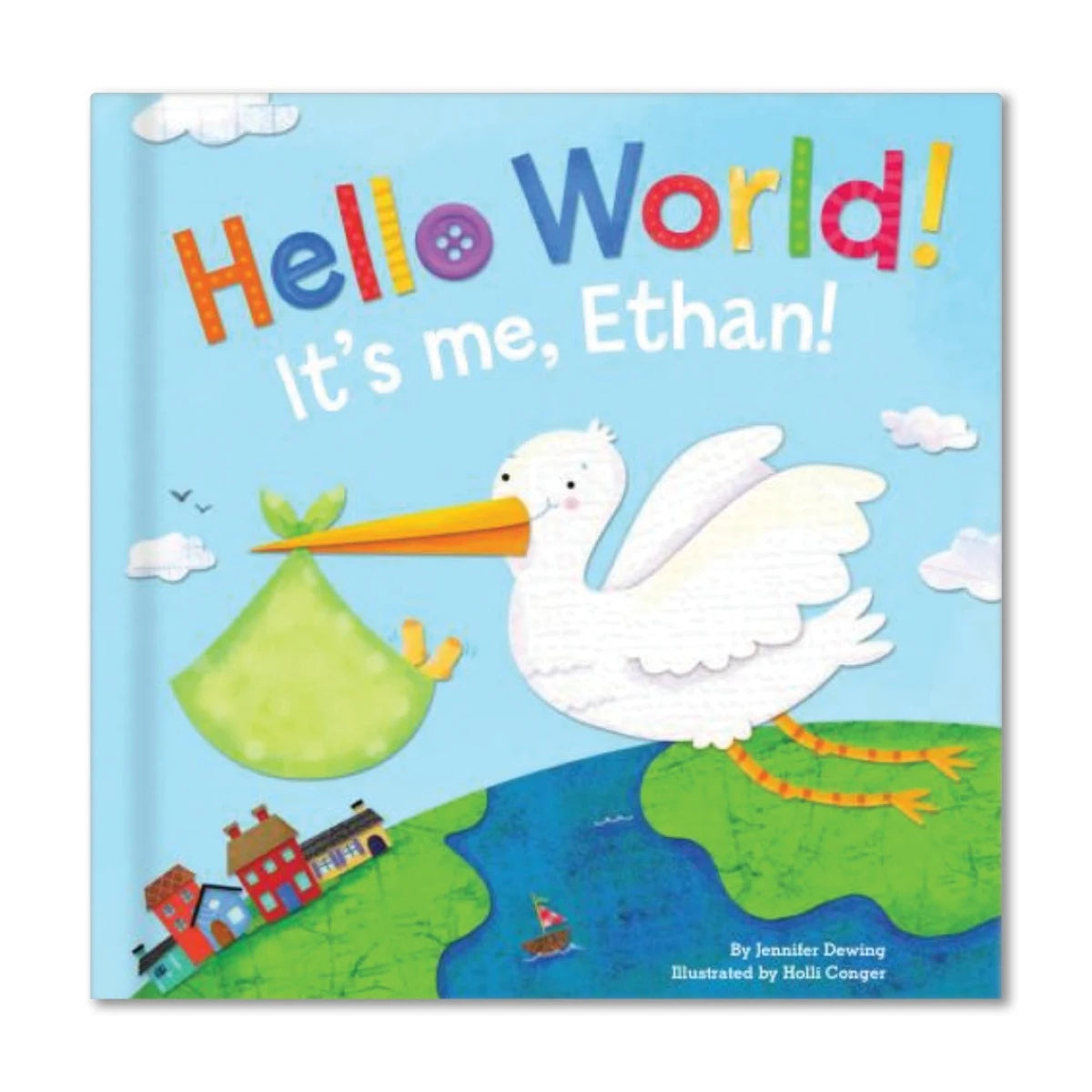 Hello World! Personalized Baby Board Book - Blue