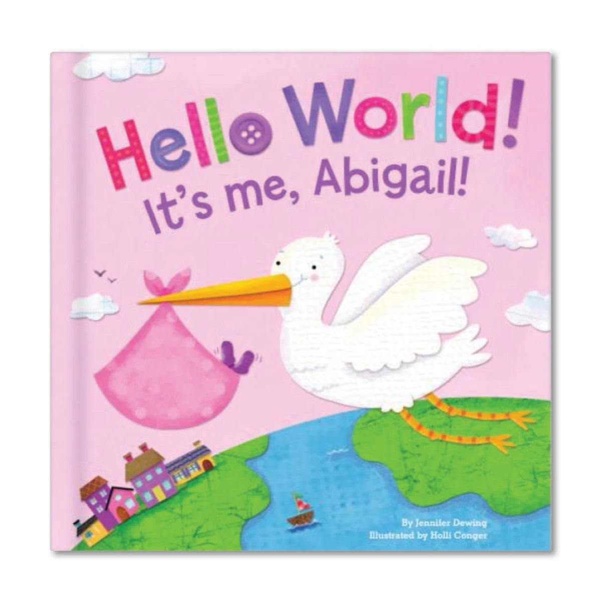 Hello World! Personalized Baby Board Book - Pink