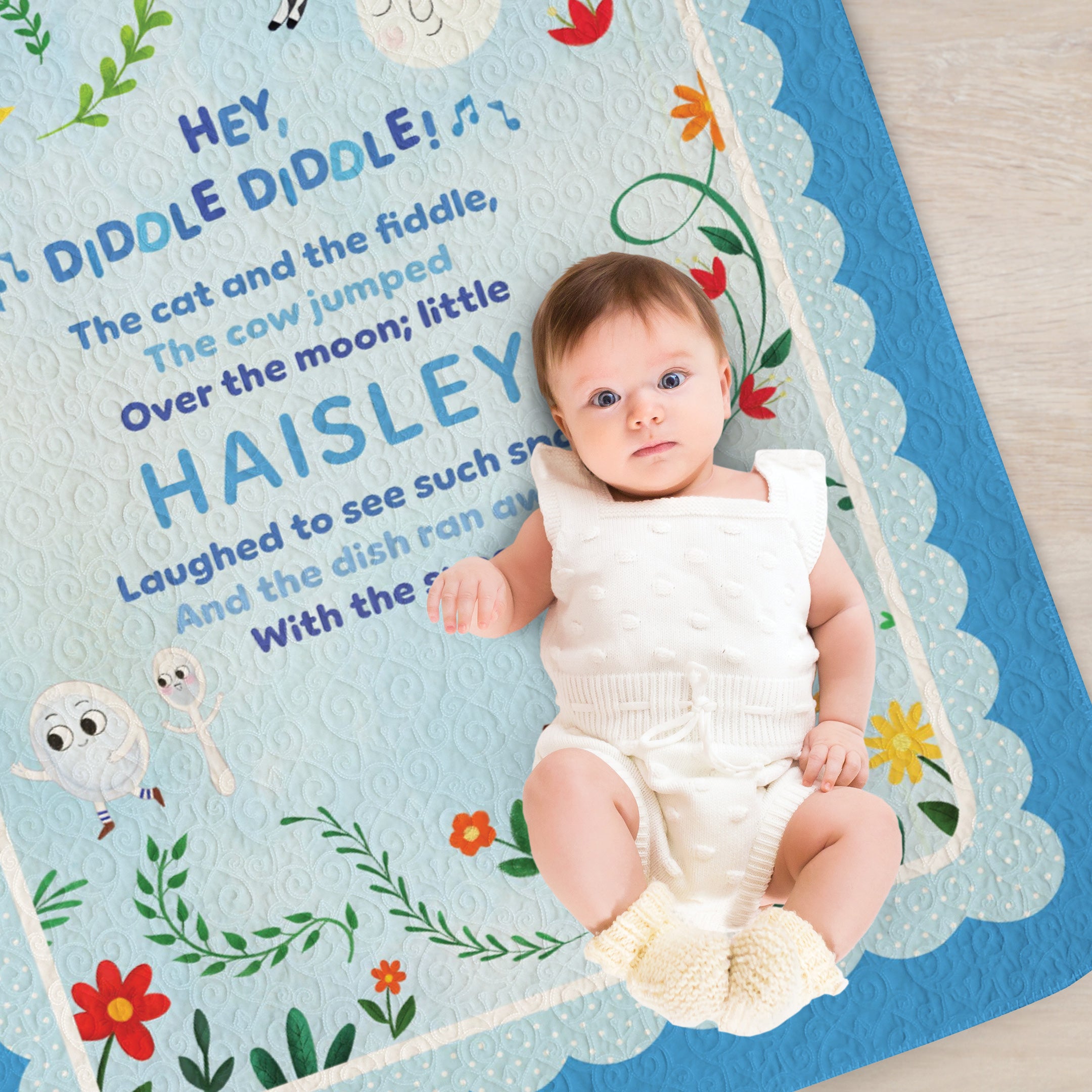My Very Own Nursery Rhyme Personalized Baby Blanket – Quilted pic2