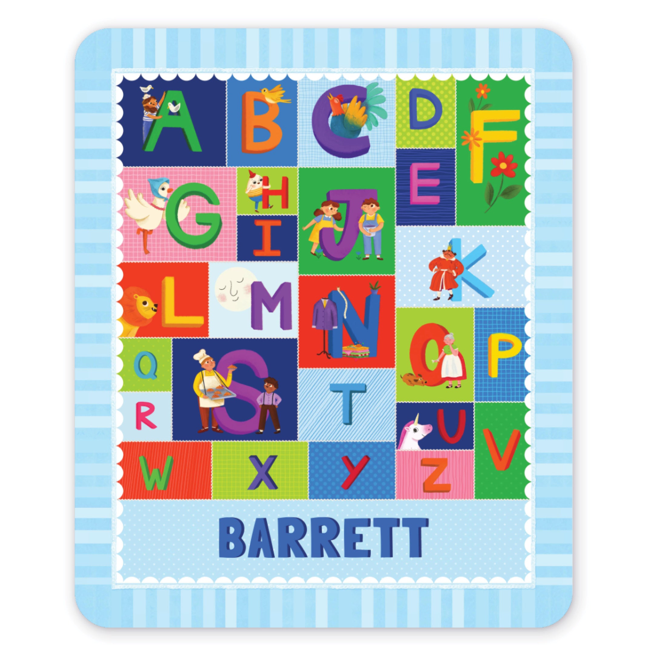 Nursery Rhyme A-Z Personalized Baby Blanket – Sherpa