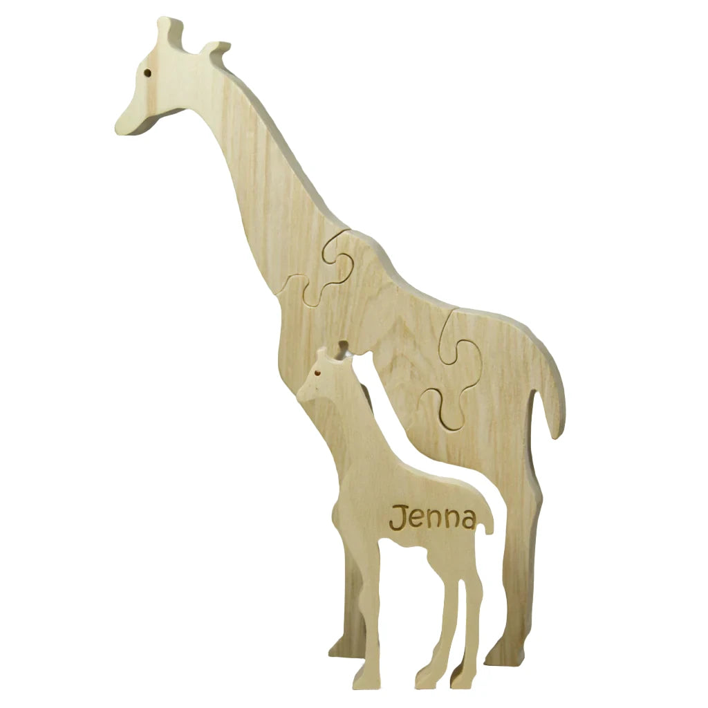 Wooden Animal Puzzle - Giraffe - Custom Cut - Personalized - Montessori Toy