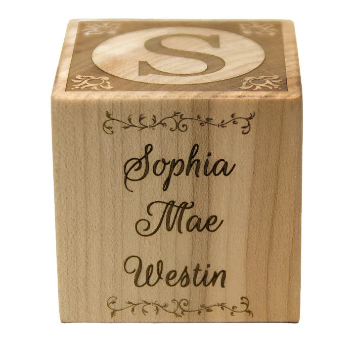 Wooden Baby Block - 2” Personalized with Birth Details pic2