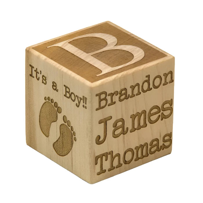 Wooden Baby Details Block - 2” Personalized - Handmade - Made to Order