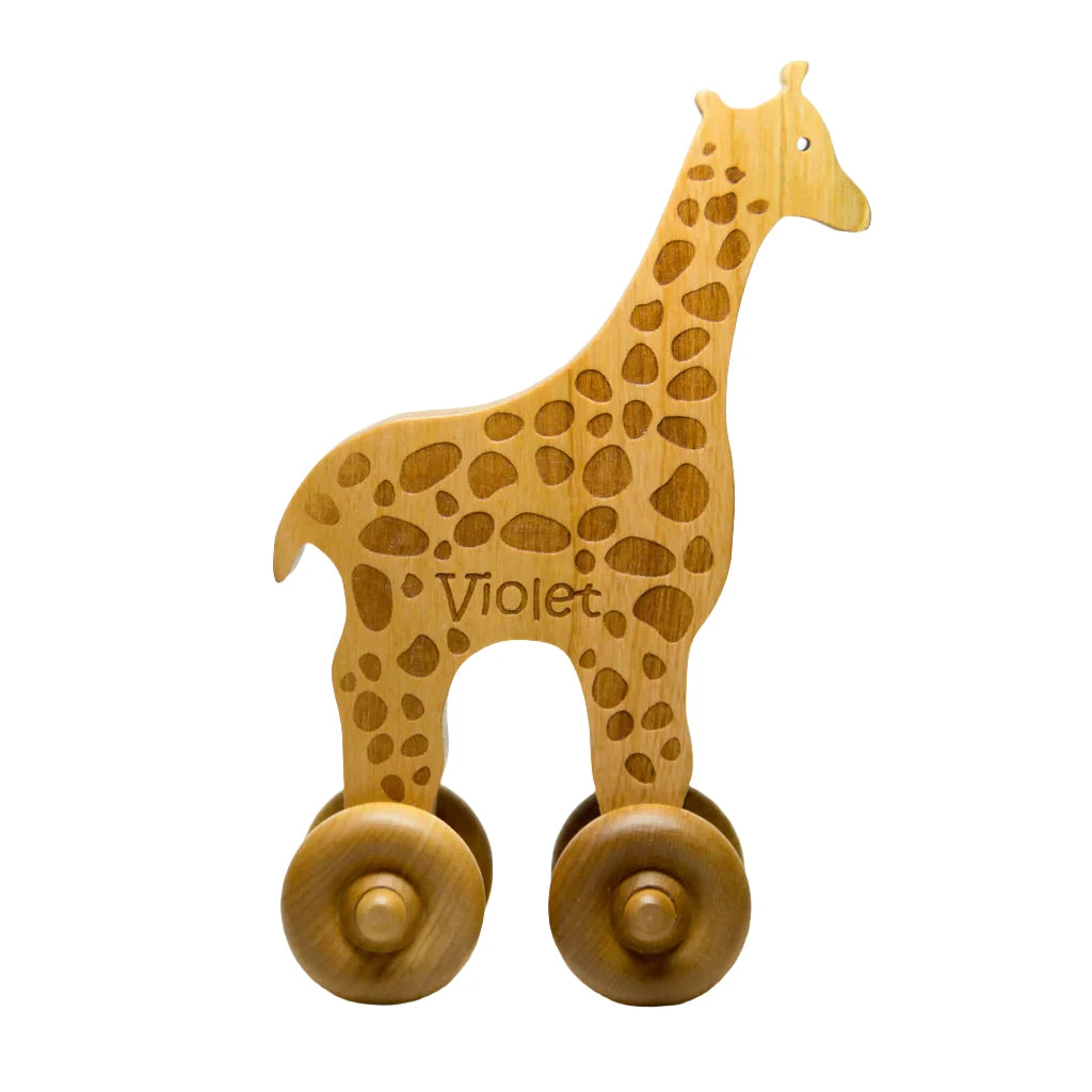 Wooden Toy Giraffe Car - Personalized - Handmade Montessori Toy