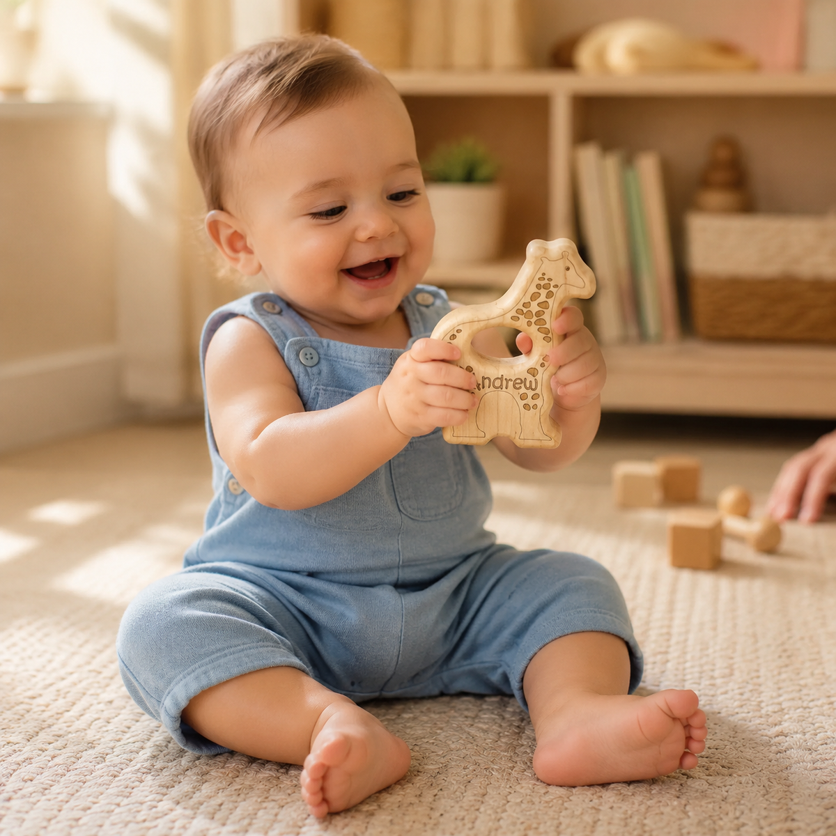 Giraffe Wooden Baby Rattle | Personalized Toy