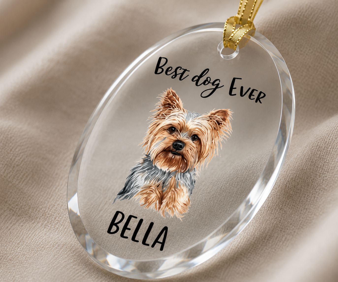Personalized Best Dog Ever Oval Glass Ornament