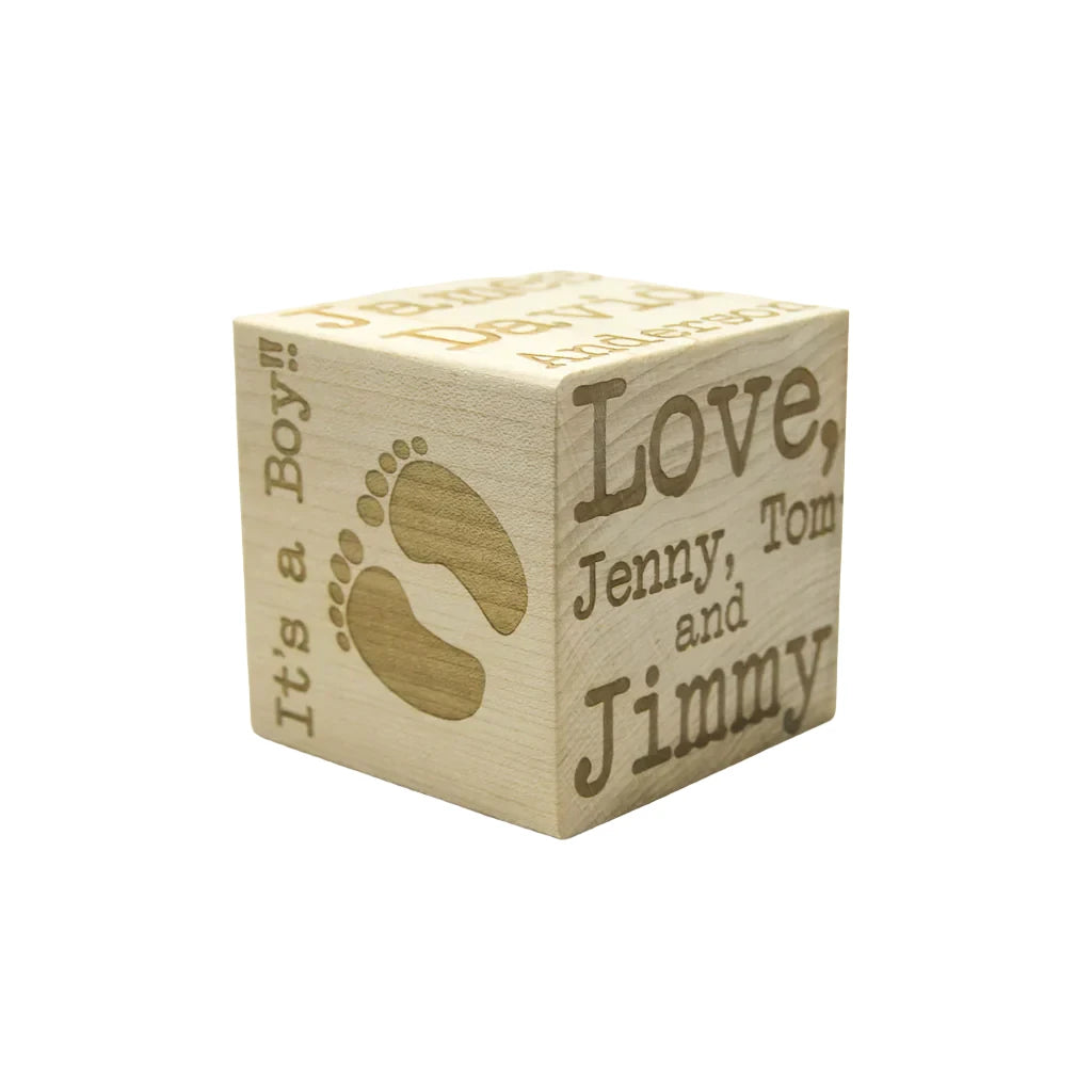 Modern Wooden Maple Baby Block - 3” Personalized -4