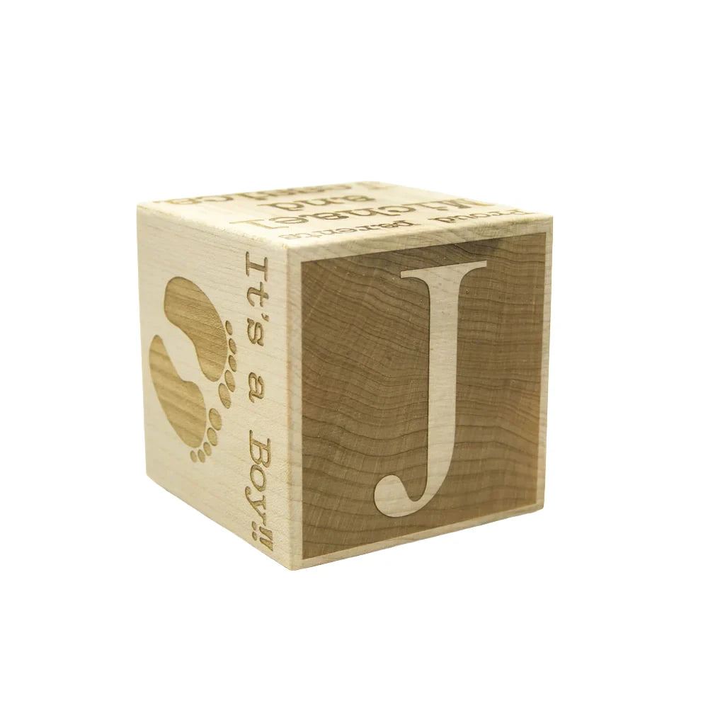 Modern Wooden Maple Baby Block - 3” Personalized -5