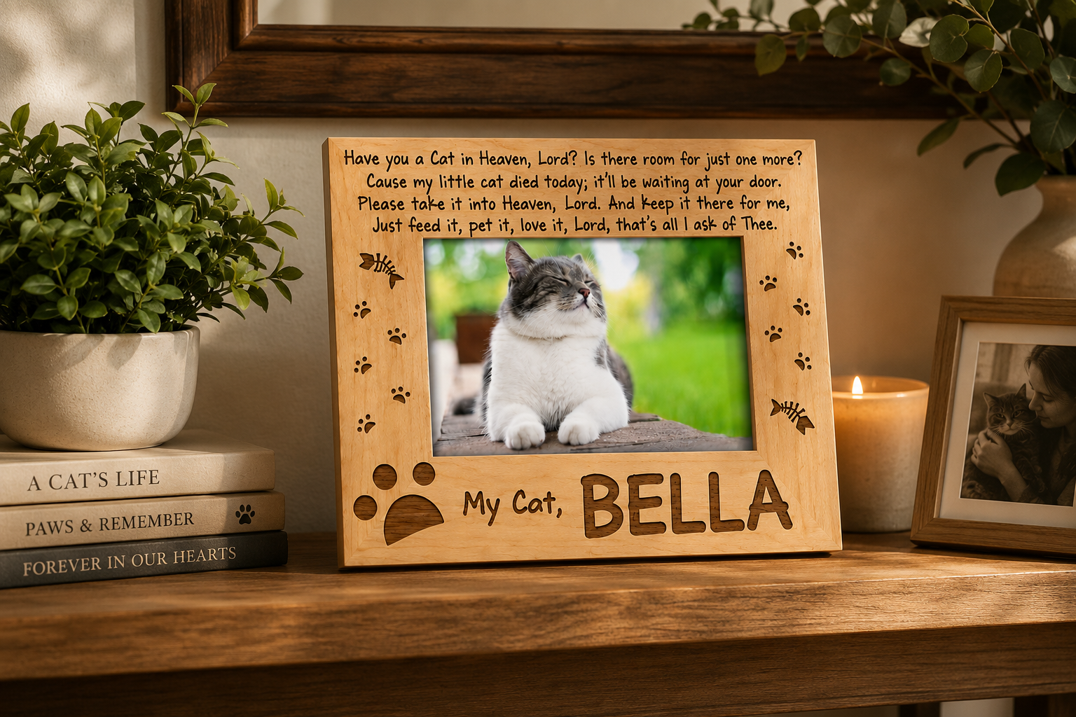 Have You a Cat in Heaven Wood Picture Frame