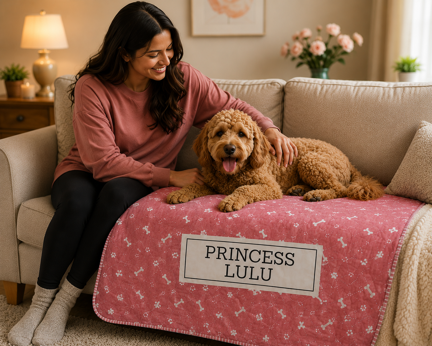 Personalized Dog Bone Sherpa Blanket