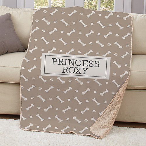 Personalized Dog Bone Sherpa Blanket