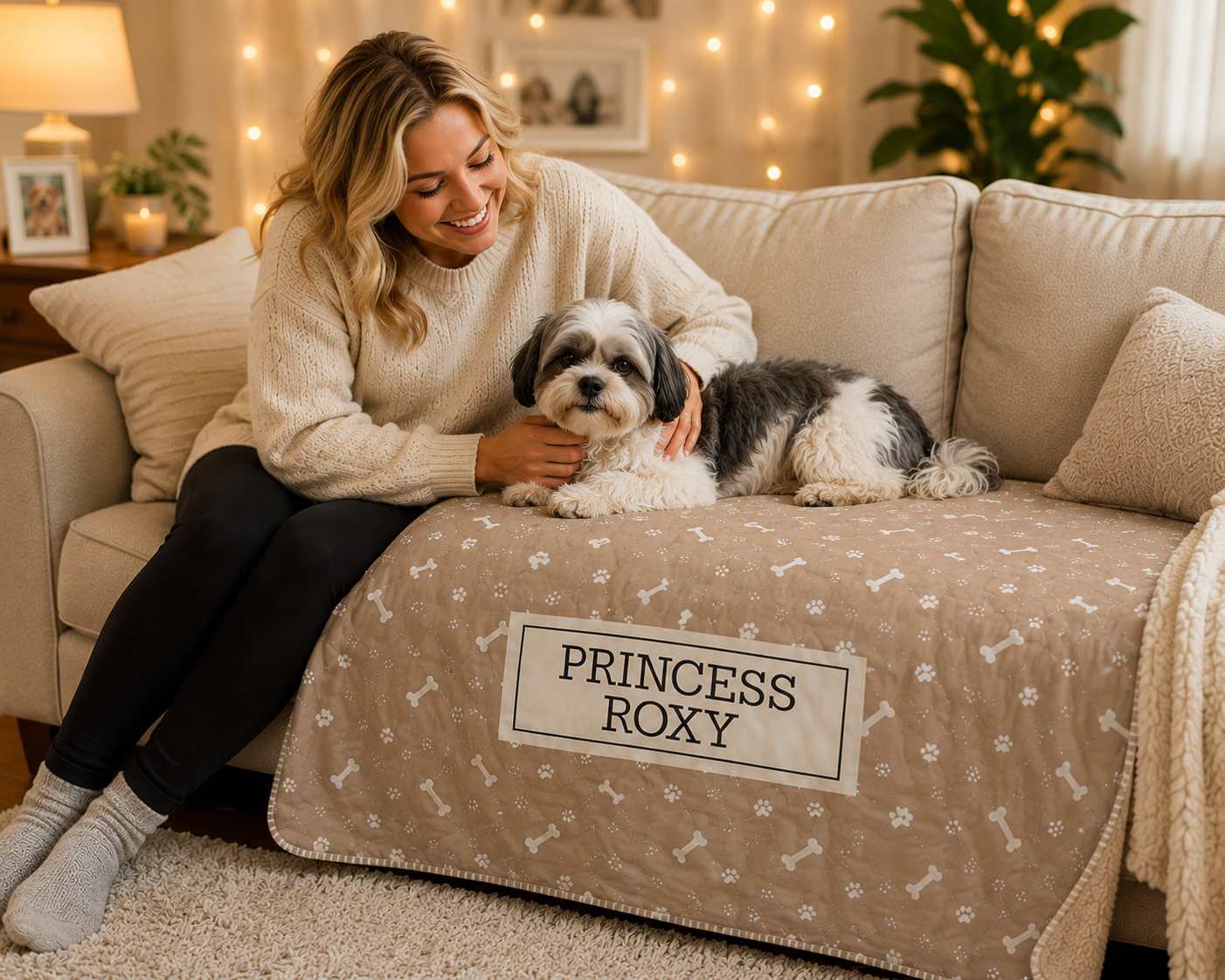 Personalized Dog Bone Sherpa Blanket