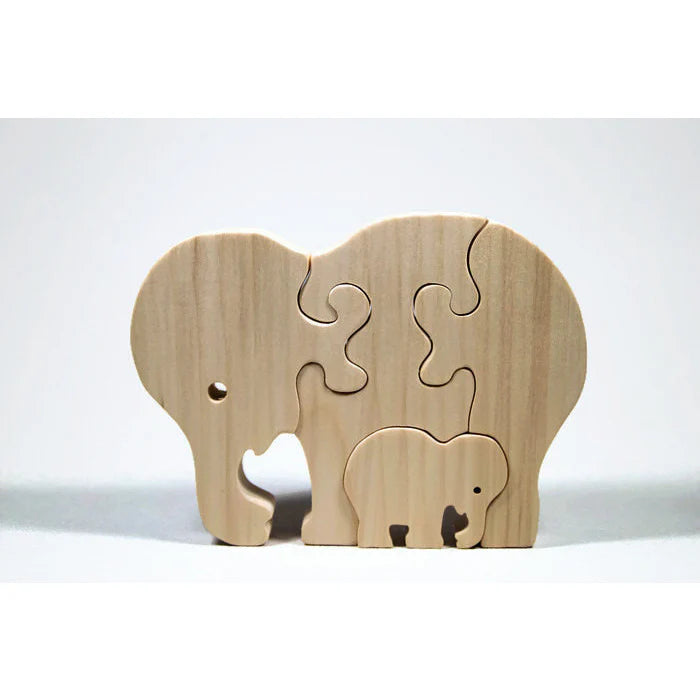 Handmade Wooden Animal Puzzle - Elephant - 3
