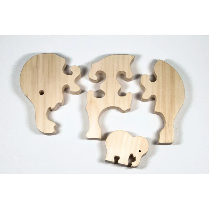 Handmade Wooden Animal Puzzle - Elephant - 4