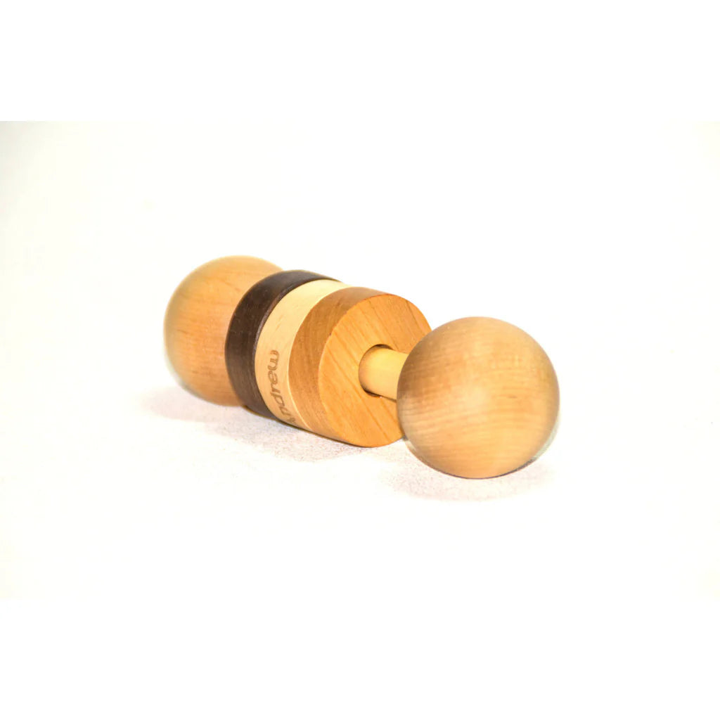 Three Rings Personalized Wooden Baby Rattle | Handmade Natural Toy
