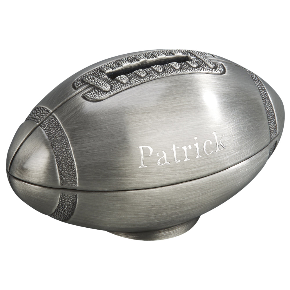 Engravable Football Shaped Coin/Piggy Bank