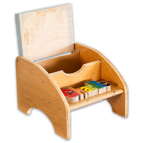 Personalized 2 Step Maple Puzzle Stool with Storage – Custom Name
