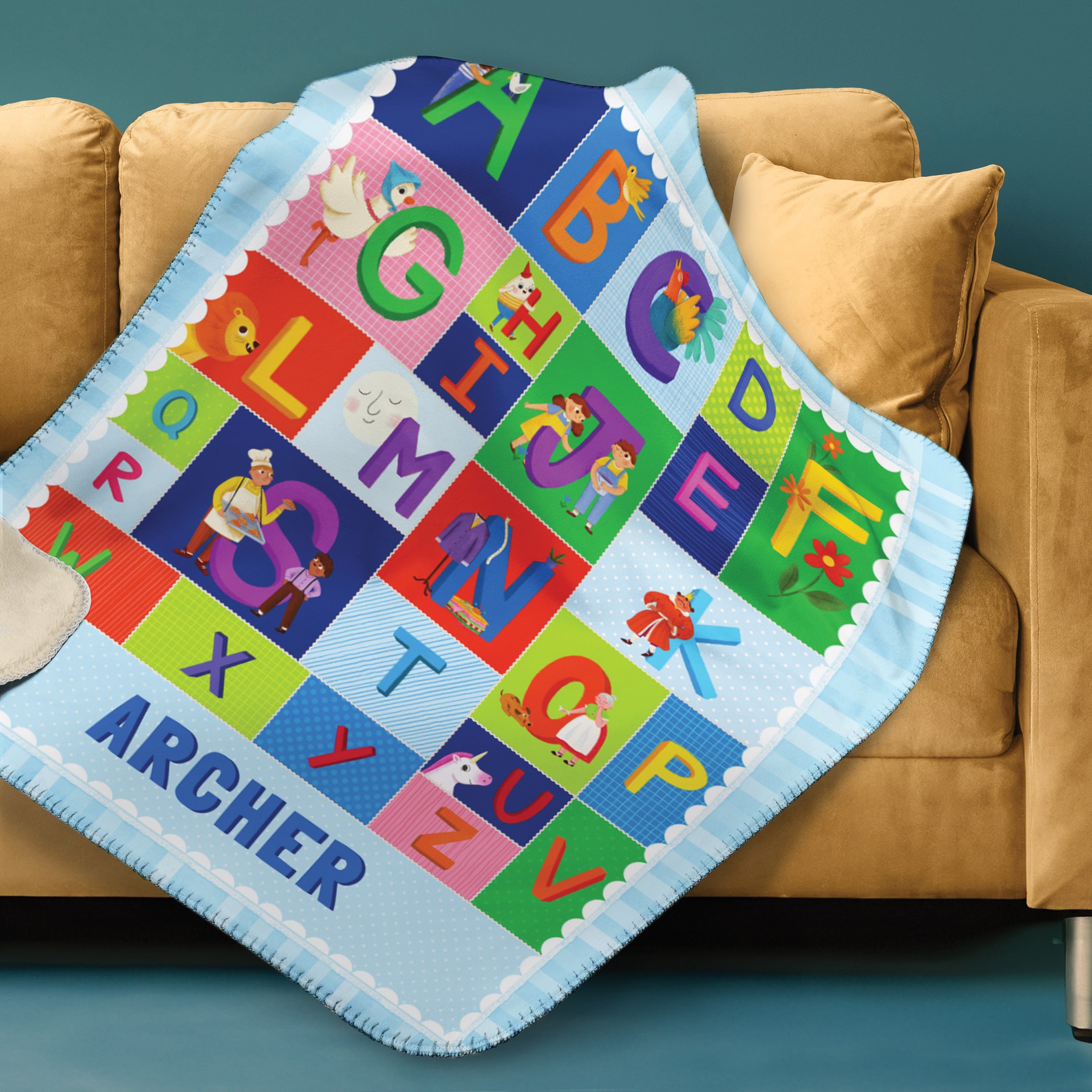 Nursery Rhyme A-Z Personalized Blanket – Sherpa