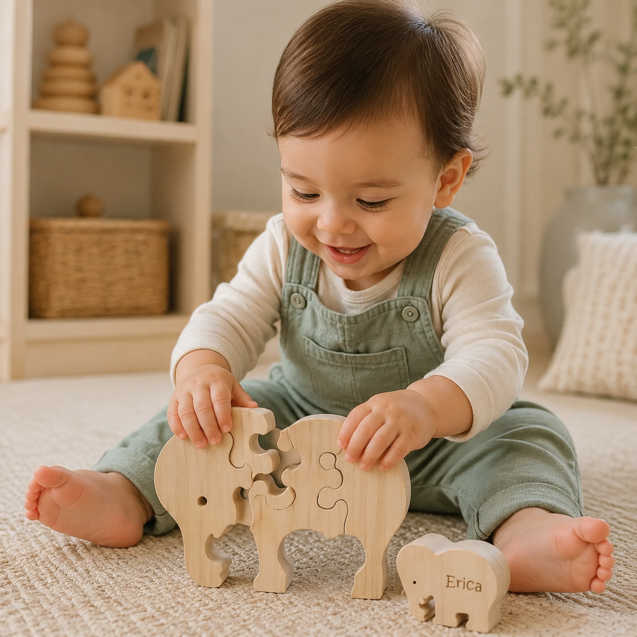 Elephant Handmade Puzzle | Montessori Personalized Toy