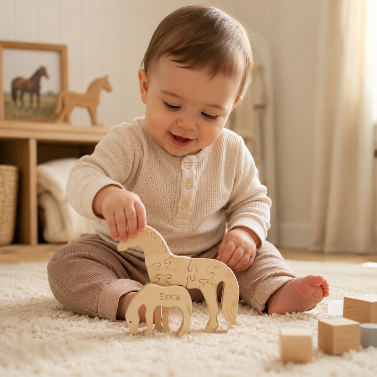 Handmade Horse Puzzle | Personalized Montessori Toy