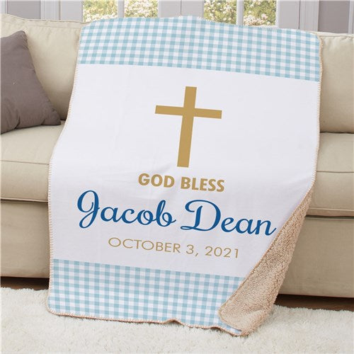 Baptism Sherpa Baby Blanket - Personalized