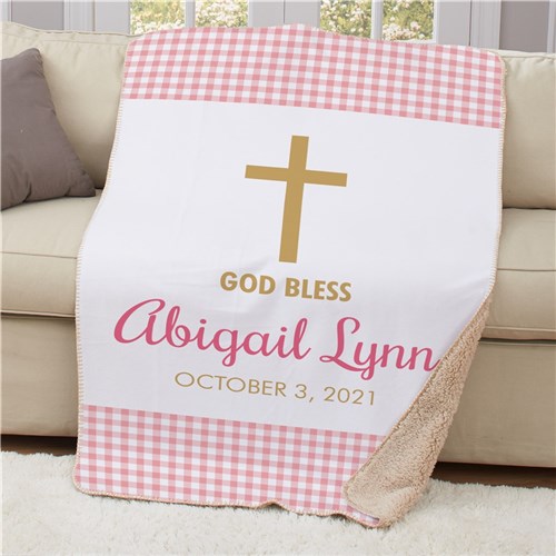 Baptism Sherpa Baby Blanket - Personalized