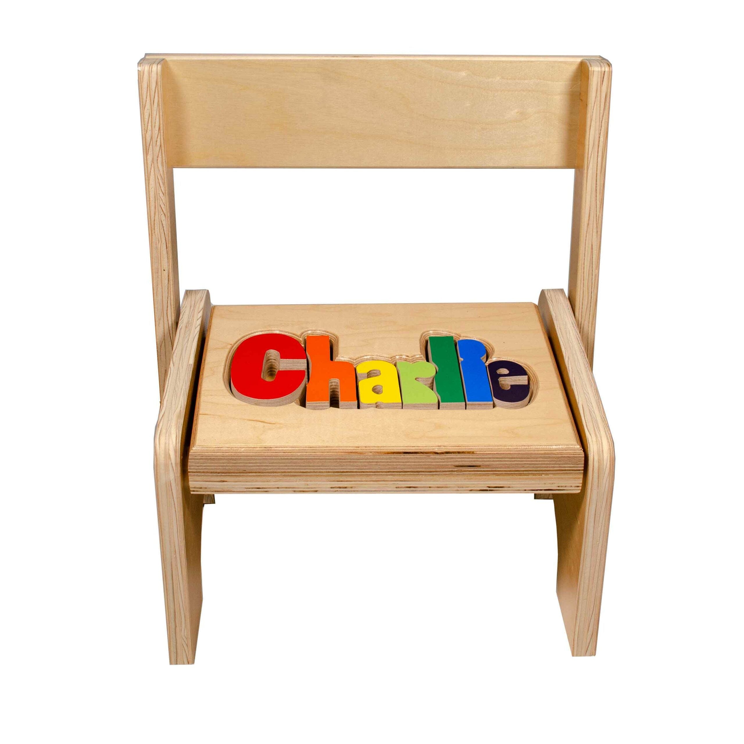 Children's Flip Back Maple Puzzle Name Chair and Stool pic2