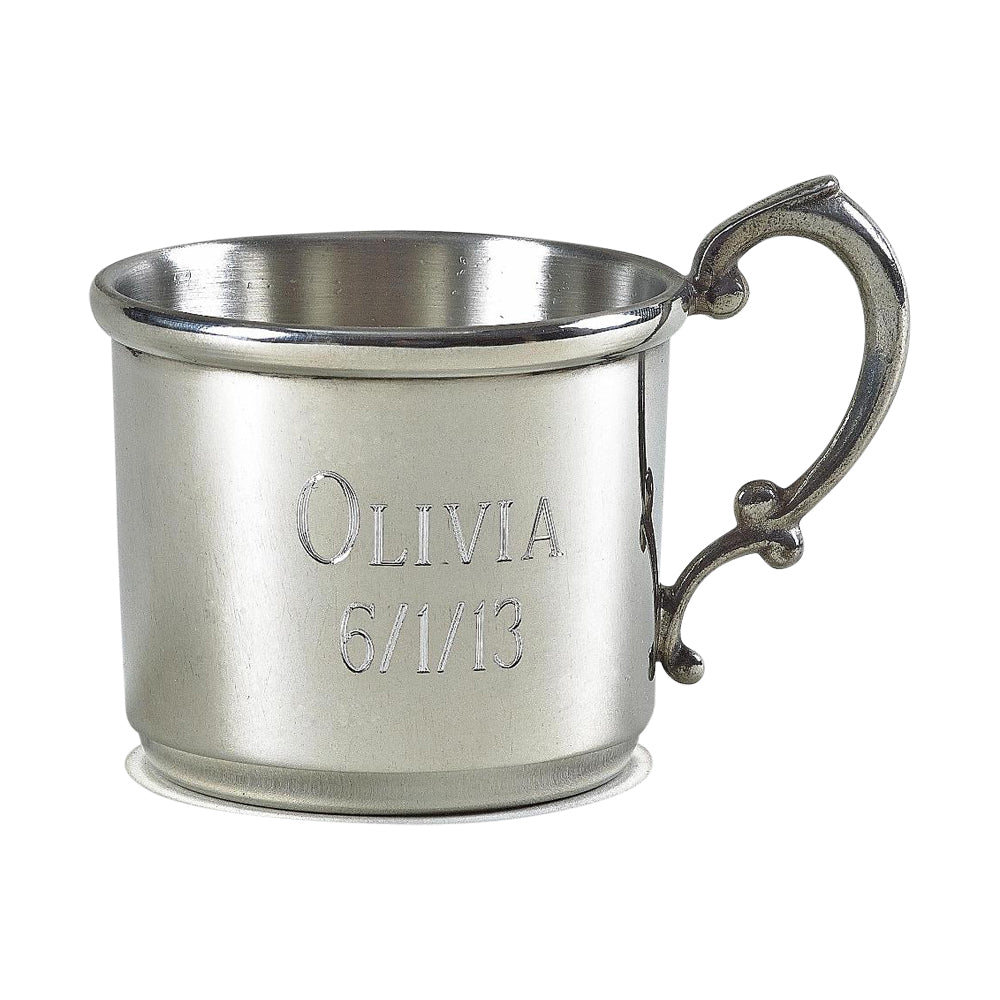 Classic Engravable Real Pewter Baby Cup - Made in England