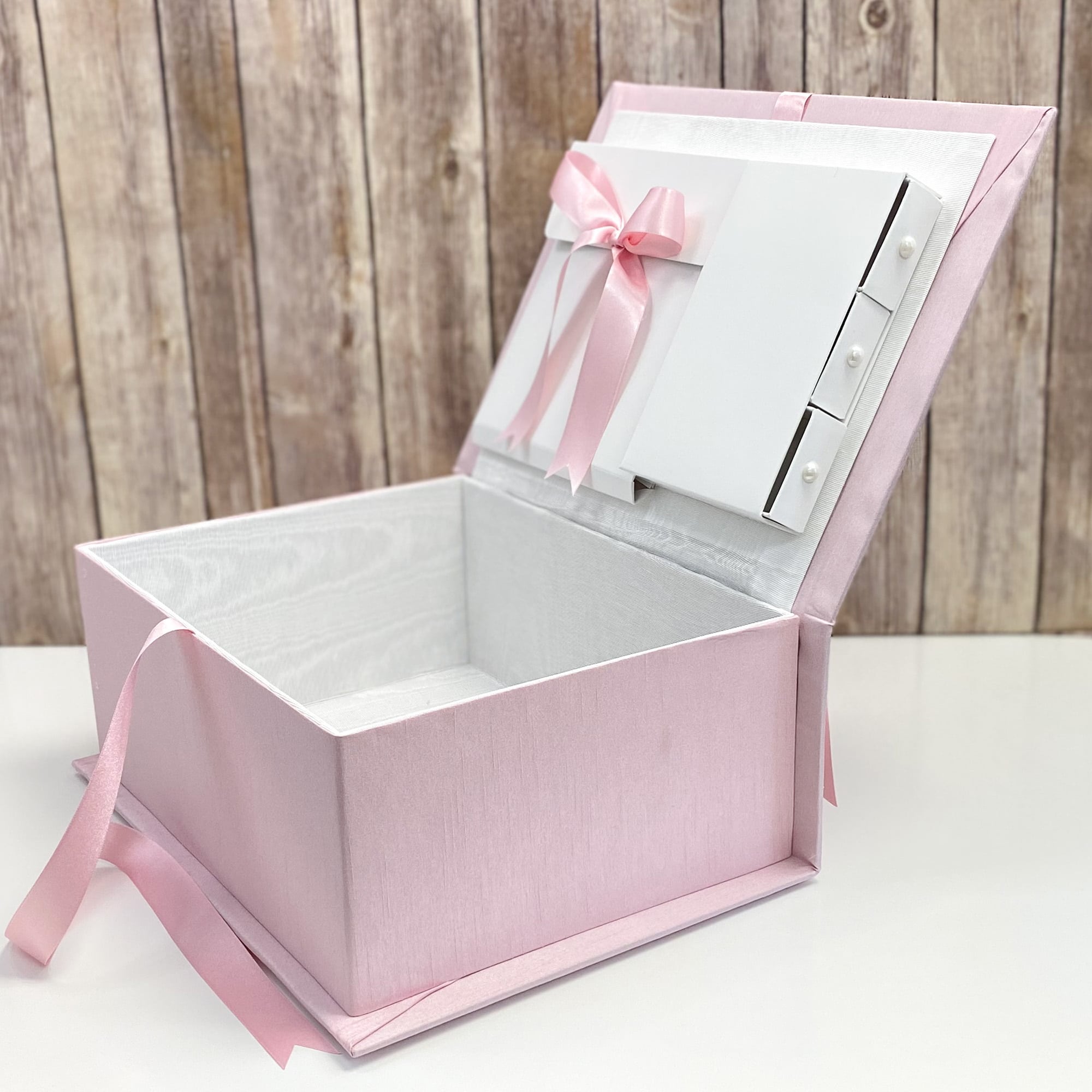 Custom Made Baby Memory/Keepsake Box in Shantung with Swiss Batiste Baby Carriage - Medium Pic2