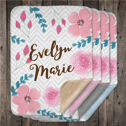 Floral Sherpa Baby Blanket - Personalized