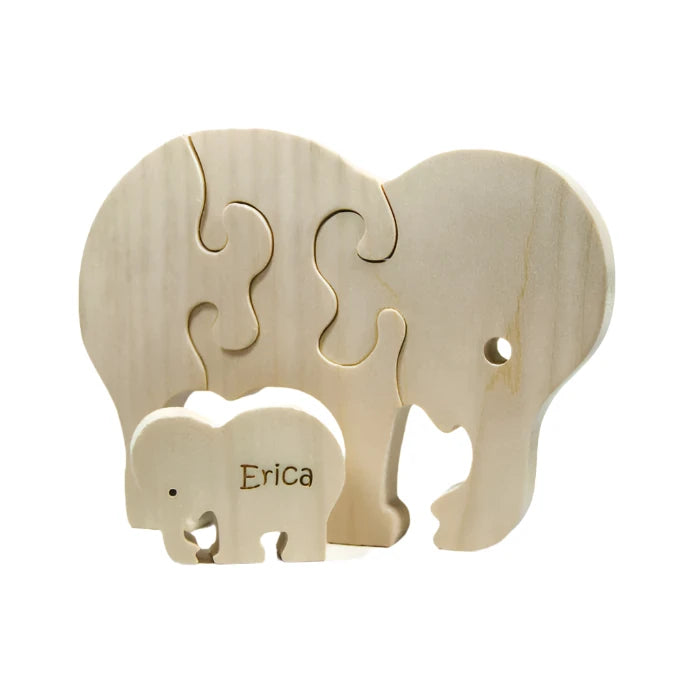 Handmade Wooden Animal Puzzle - Elephant - Personalized - Montessori Toy