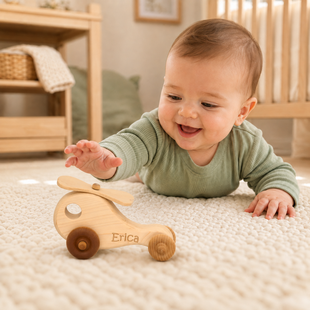 Handmade Wooden Toy Helicopter | Montessori-Inspired Play